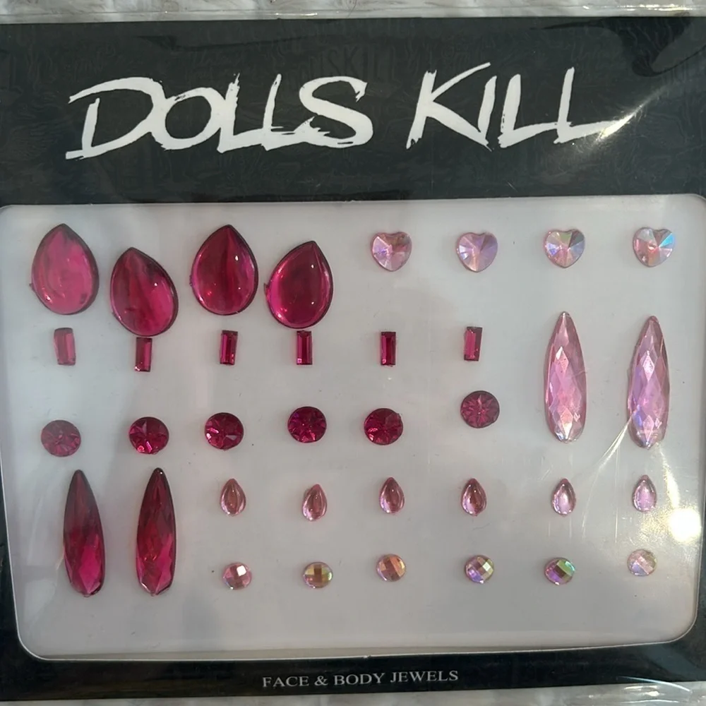 Dolls KillCandy factory dark pink body gems dainty me face gems pink gold